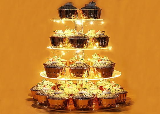 Soporte de acrílico redondo de acrílico de la torta del soporte de exhibición de la torta del postre para el banquete de boda