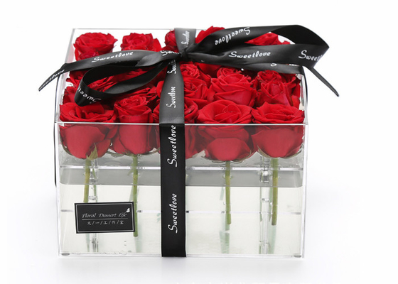 Los cubos de acrílico de la exhibición del claro de la flor de Rose rompen fácil resistente limpiar