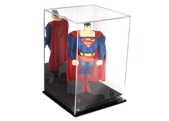 Base de acrílico del autobús de dos pisos de la caja de la decoración del negro de acrílico claro de las vitrinas