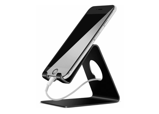 Tenedor de acrílico del teléfono móvil del supermercado del teléfono celular del negro de acrílico del soporte