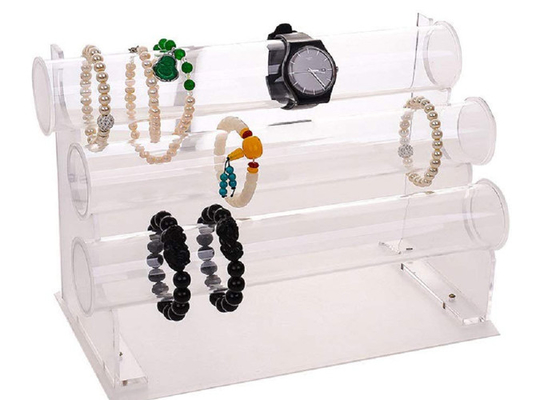 3 soportes de exhibición de acrílico del collar de la grada, estante de exhibición transparente del reloj