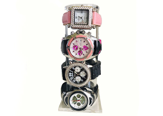 Exhibición de acrílico clara cilíndrica de la situación del tenedor de la joyería para la pulsera de relojes
