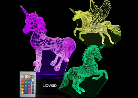 3 teledirigidos modelan los colores de la lámpara 7 de la luz de 3D LED que cambian para la ilusión de los niños