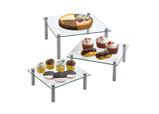 8 10 soporte de acrílico cuadrado de la magdalena de 13 pulgadas para los aperitivos de la panadería de los postres de la torta