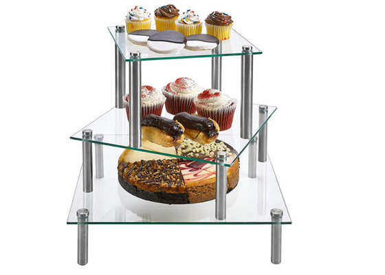 8 10 soporte de acrílico cuadrado de la magdalena de 13 pulgadas para los aperitivos de la panadería de los postres de la torta