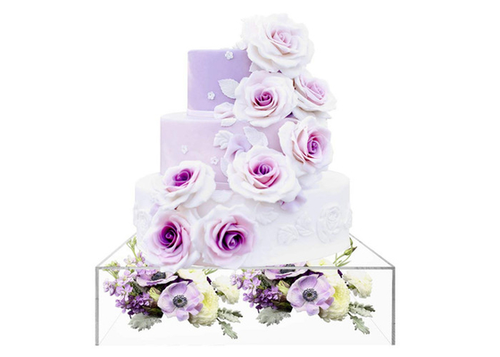 Exhibición de acrílico del postre de la torta del rectángulo de exhibición del pedestal moderno de acrílico del soporte
