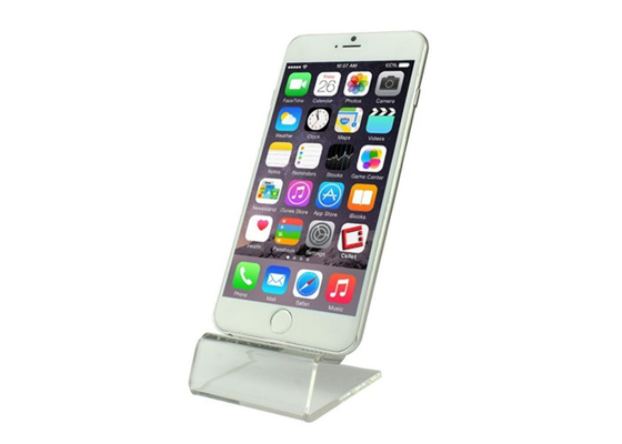 Tenedor plástico de acrílico claro del soporte del teléfono celular del soporte de exhibición del teléfono móvil mini